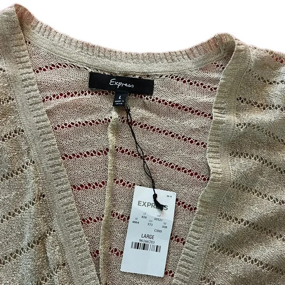 NWT Express‎ Gold Shimmer VNeck Blouse Size Large - Picture 2 of 3